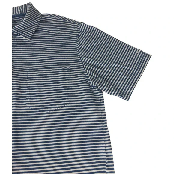 IZOD Saltwater Men's Blue White Stripe Short Sleeve‎ Polo Shirt Size Small - Picture 6 of 8